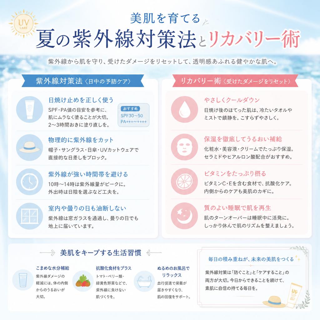 美肌を育てる夏の紫外線対策法とリカバリー術