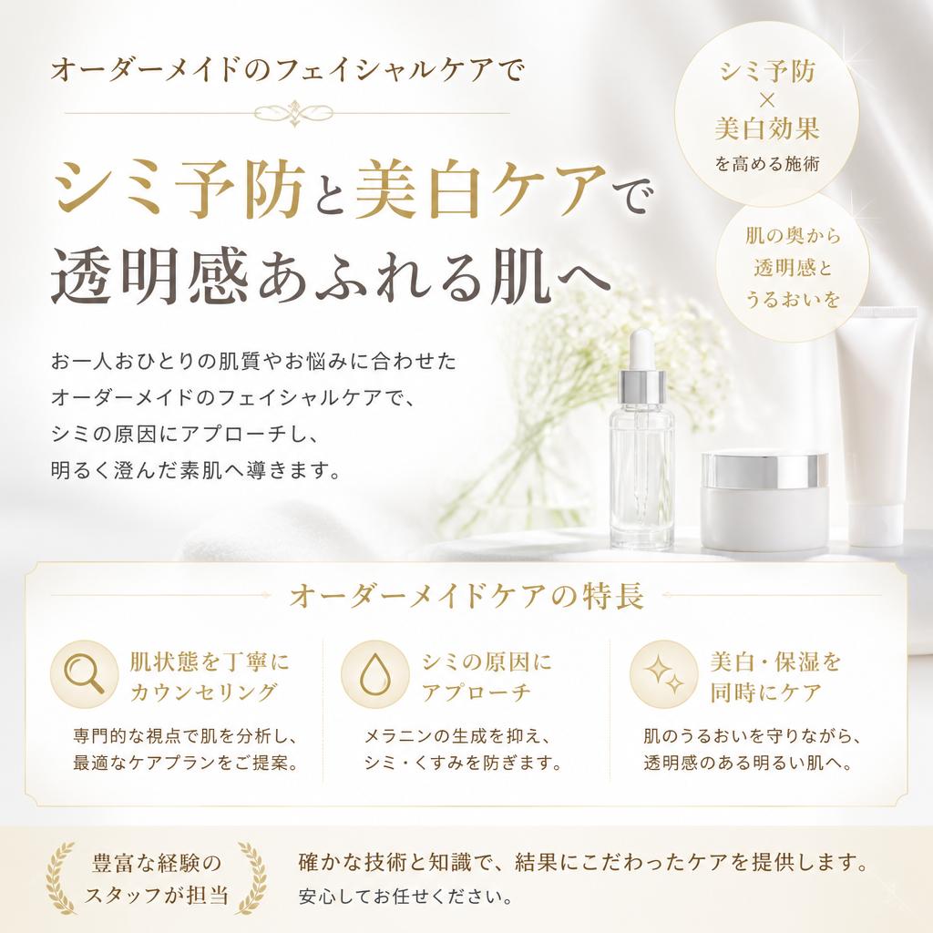 シミ予防に特化したケアメニュー
