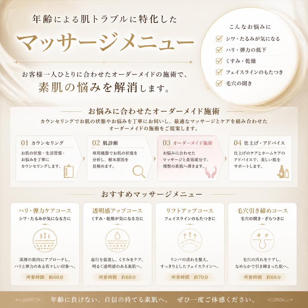 当サロンのマッサージメニュー