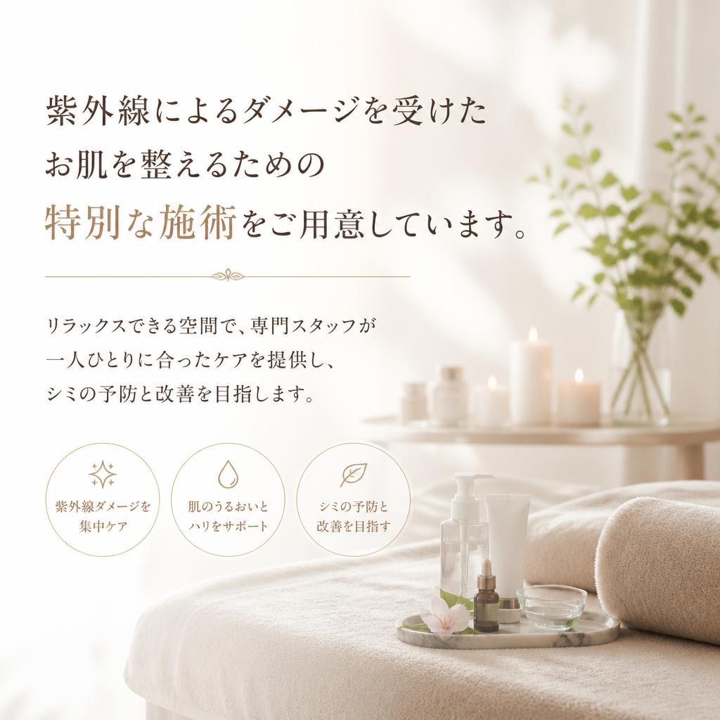 当サロンの紫外線対策メニュー