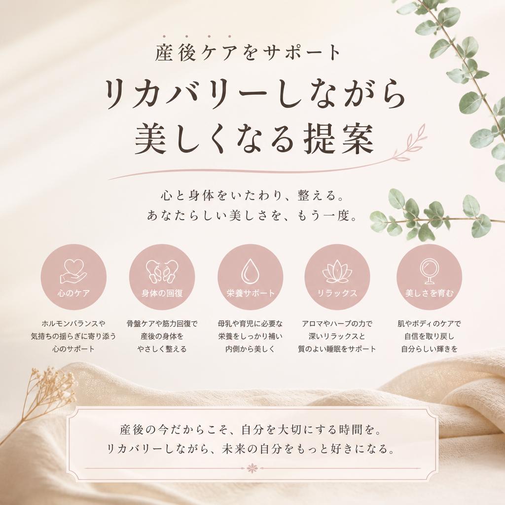 産後ケアをサポート、リカバリーしながら美しくなる提案